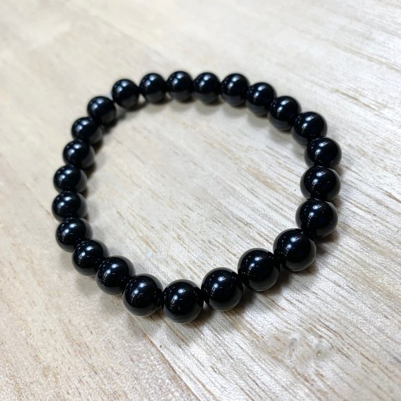 8mm Black Onyx Chakra Bead Stretch Bracelet - Picture 7 of 8